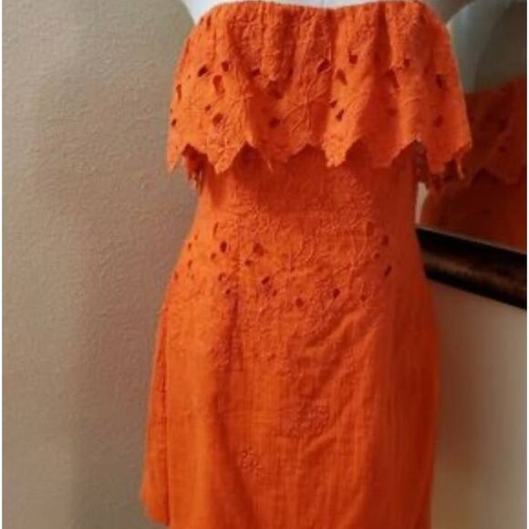 Free People Morning Dove MIni Strapless Dress Sz 4 Vermillion Flame MSRP $250 - Picture 15 of 15